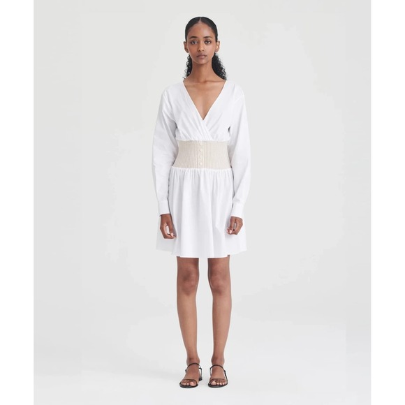 NAADAM Dresses & Skirts - Naadam NWT Cotton Cashmere Mixed Media Mini Dress Size Small in Latte